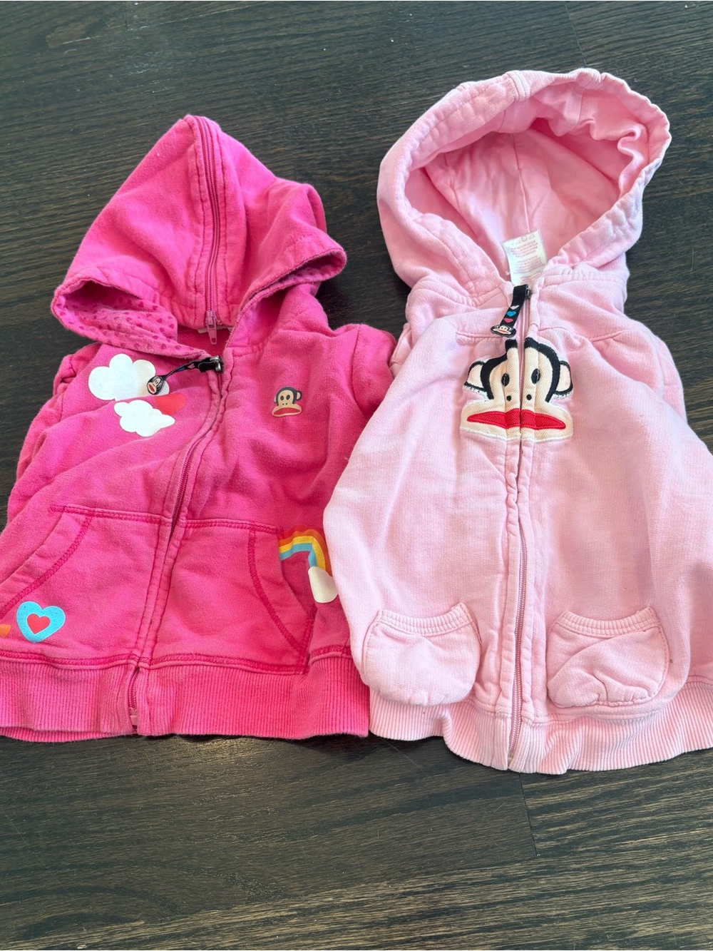 Paul Frank Girls' Pink & Light Pink Hooded Zip Sweatshirts
